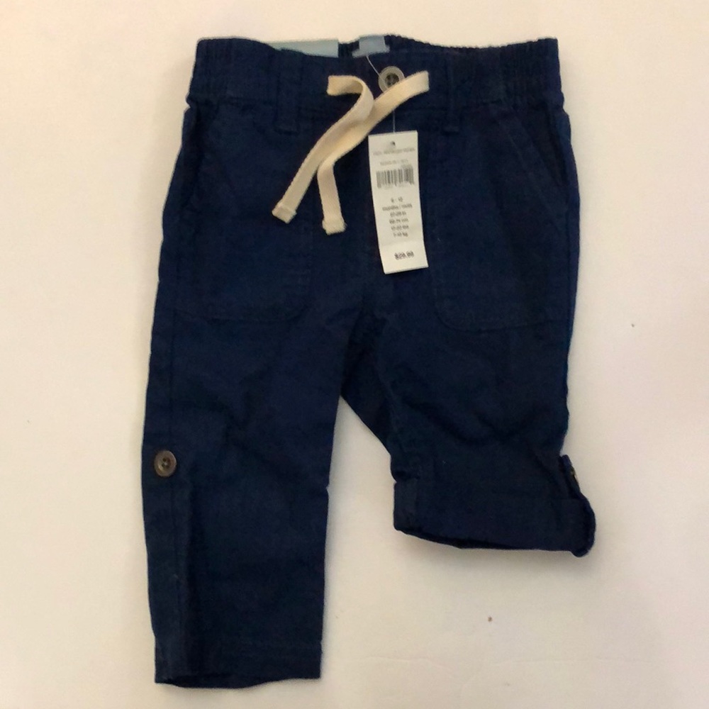 NWT GAP linen look pants with roll up tab size 6-12m